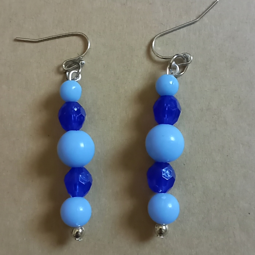 Hand Crafted Baby blue pastel and navy blue crystal statement earrings